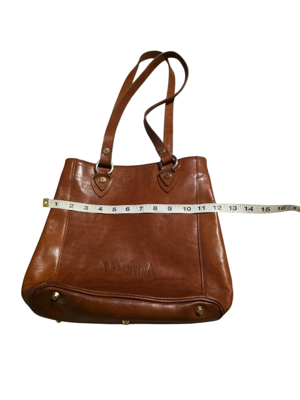VALENTINA by Di Pell Brown Genuine Leather Tote Shoulder Bag Made in Italy